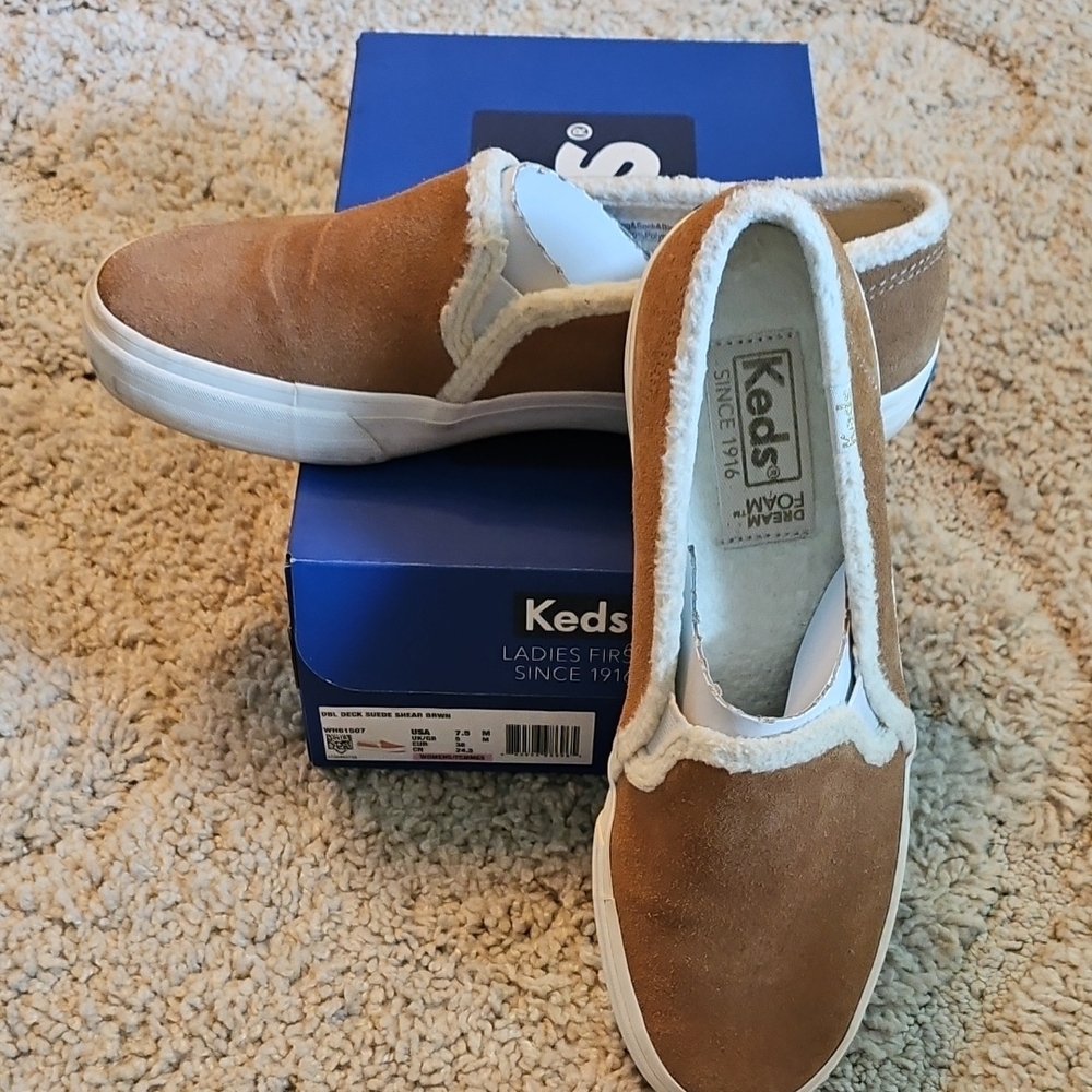Keds Dbl Deck Suede Shear Brown Sneakers